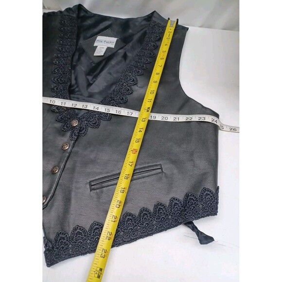 Plus Factor Womens Black Vest Faux Leather Lace pockets Plus Sz 22W - Picture 6 of 8